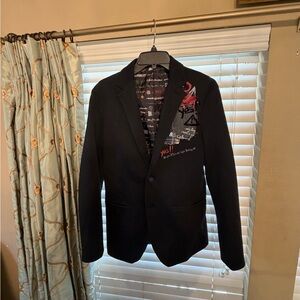 Desigual Black Blazer with Artistic Lining